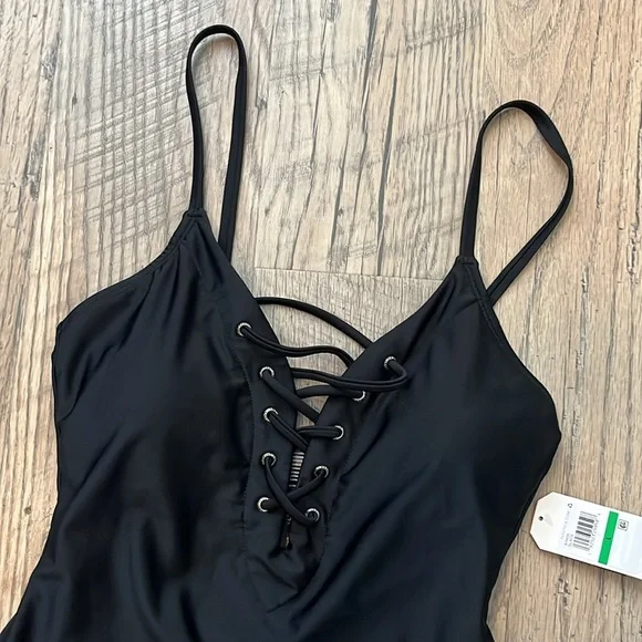NWT Nautica Lace Up Plunge Swimsuit - Picture 3 of 8